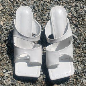 Leather Mule - Toe Sandal White